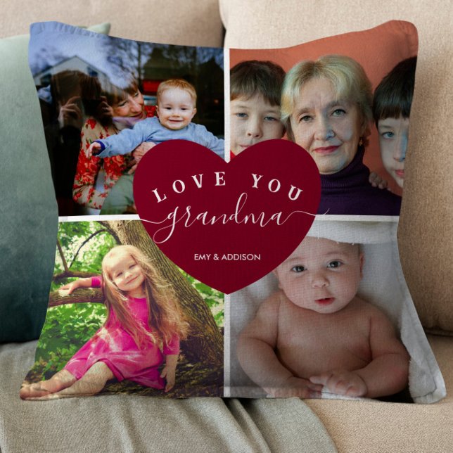 Coussin GRANDMA Photo personnalisée Collage de code du coe (Créateur téléchargé)