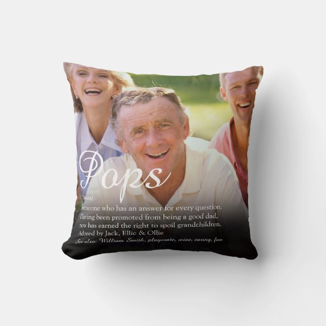Coussin Grandpa, définition de Grandfather Photo script (Recto)