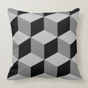 Coussin Grands noir et gris de motif de cube