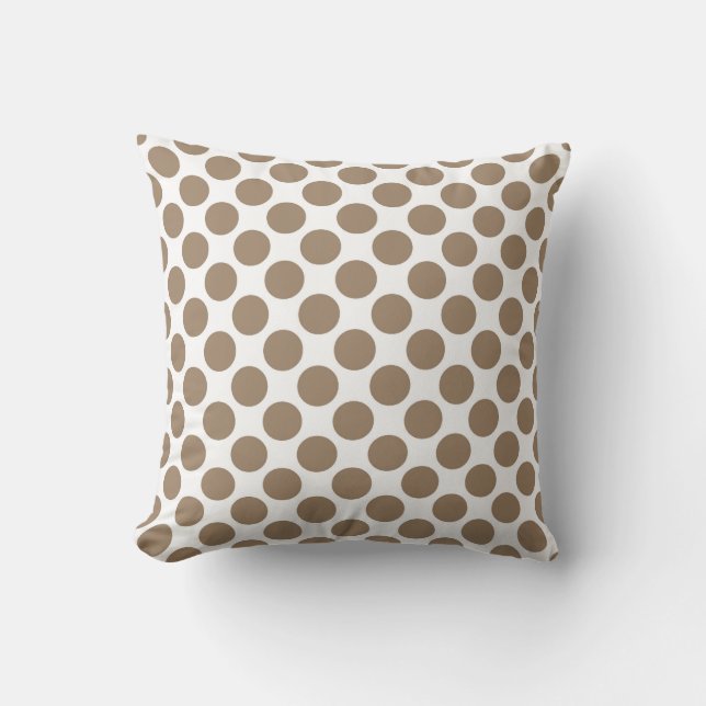 Coussin Grands points rétro - taupe tan et blanc (Recto)