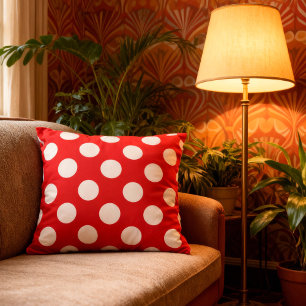 Coussin Grands points - rouge blanc  