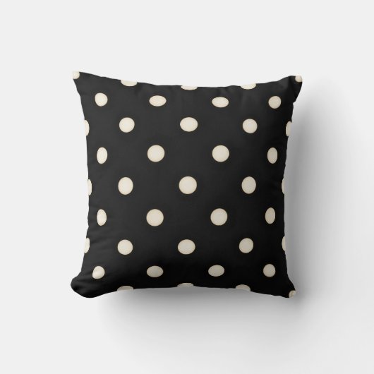Coussin Grands pois en polka antique blanc et noir (Recto)