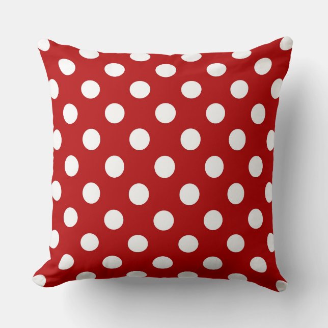 Coussin Grands rétros points - rouge et blanc (Recto)