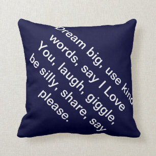 Coussin Grands rêveurs, emploient des mots aimables,