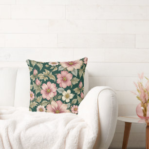 Coussin Grands Roses de pays rose et blanc