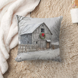 Coussin Grange de Noël dans les flocons de neige