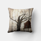 Coussin Grange primitive de rouge d'arbre d'hiver de fibre (Verso)