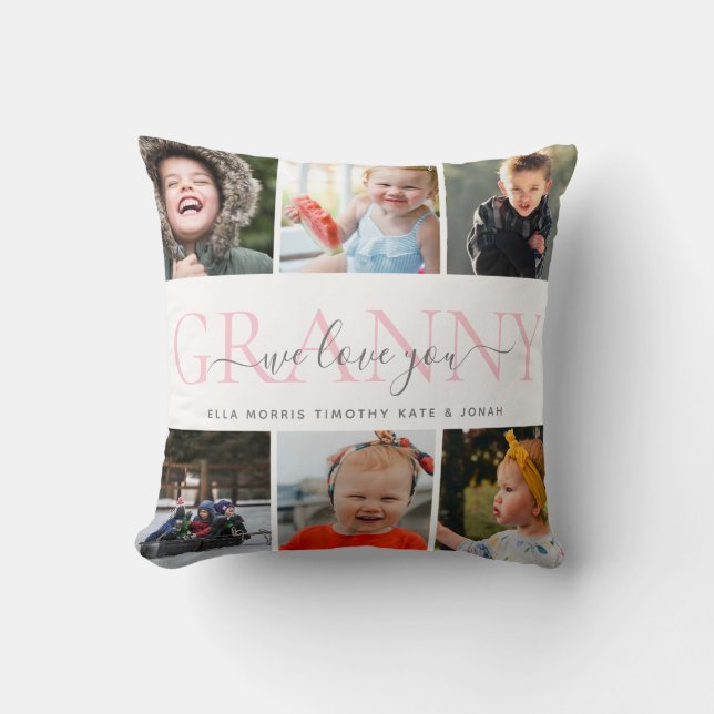 Coussin Granny We Love You Photo Collage Message (Recto)