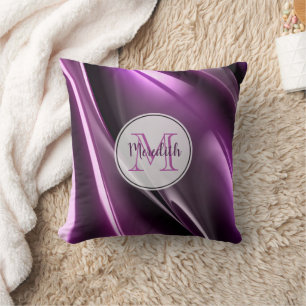 Coussin Graphique 3D Monogrammé violet foncé