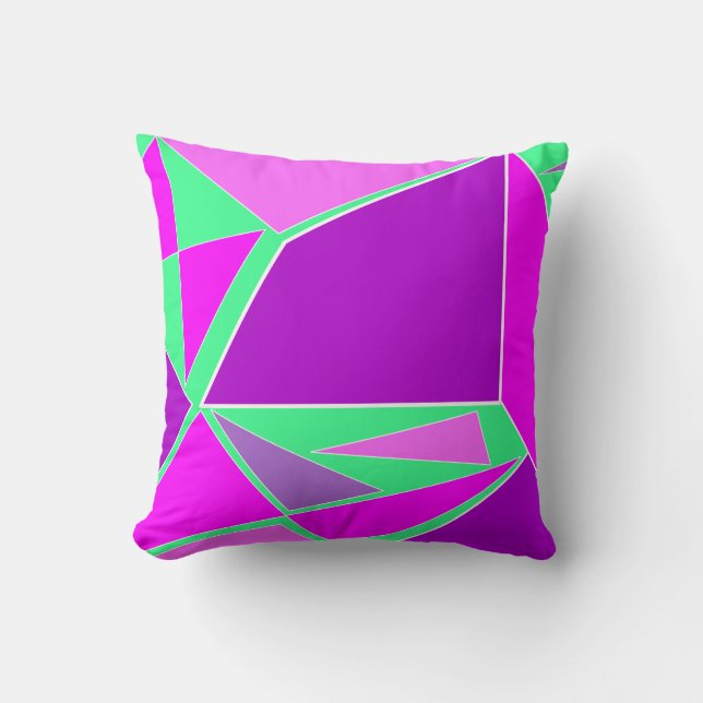 Coussin Graphique Abstrait - design vert violet (Recto)