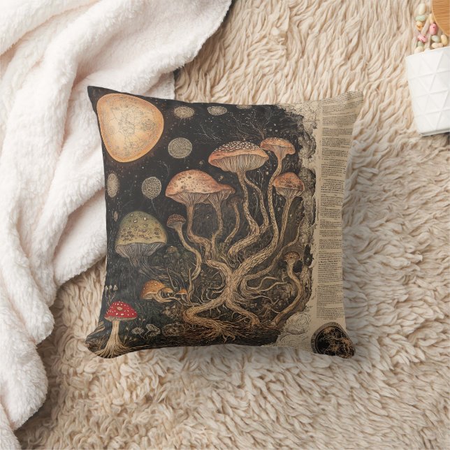Coussin Graphique botanique de champignons vintage (7) (Couverture)