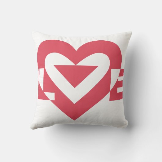 Coussin Graphique d'amour cool, rose cerise (Verso)