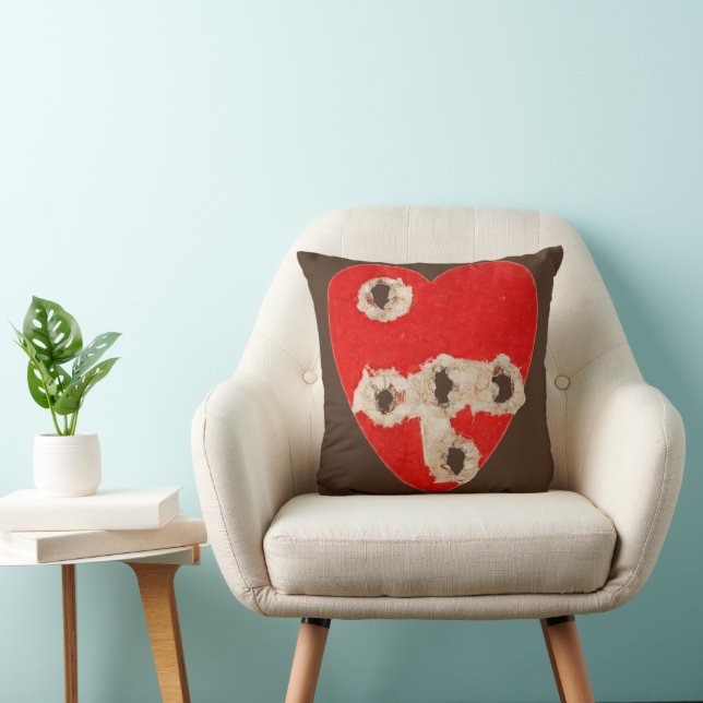 Coussin Graphique de cœur rouge avec perforations déchirée (Chaise)
