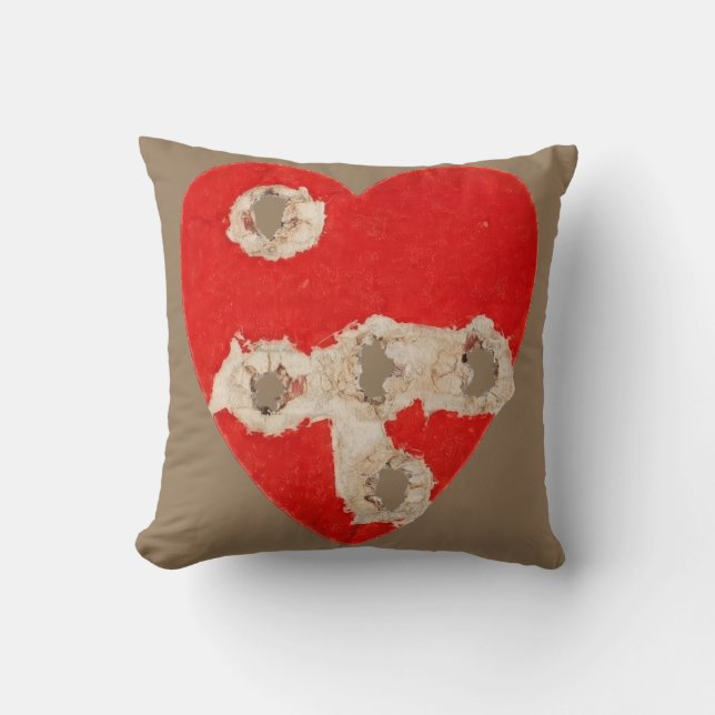 Coussin Graphique de cœur rouge avec perforations déchirée (Recto)