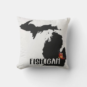 Coussin Graphique de l'état du Michigan amusant avec du po