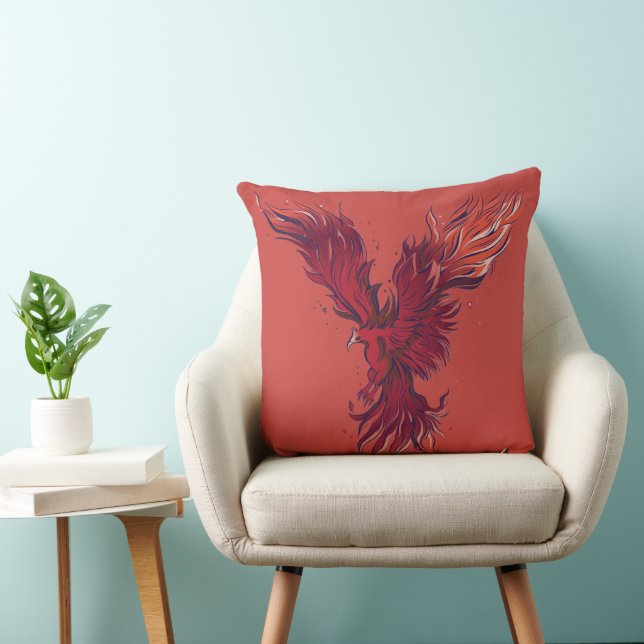 Coussin Graphique de l'oiseau phénix rouge volant (Chaise)