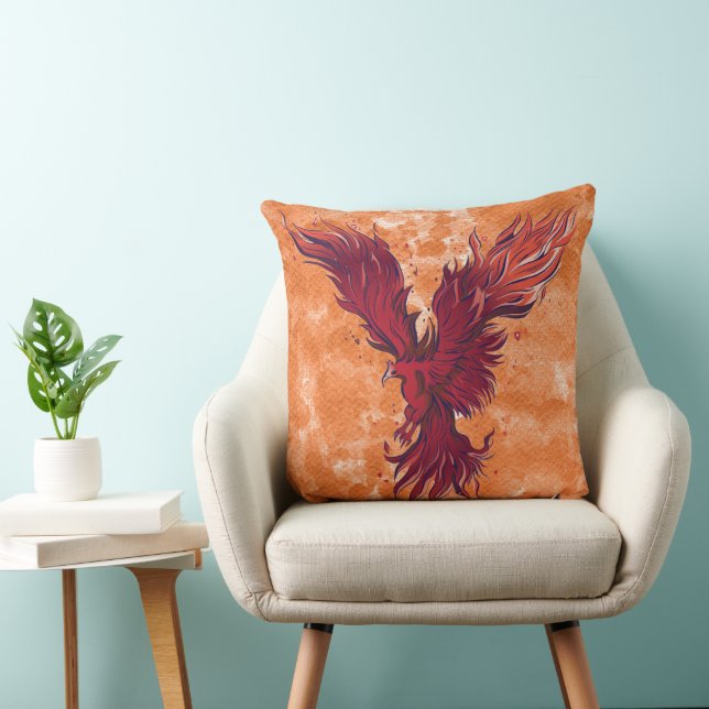Coussin Graphique de l'oiseau phénix rouge volant (Chaise)