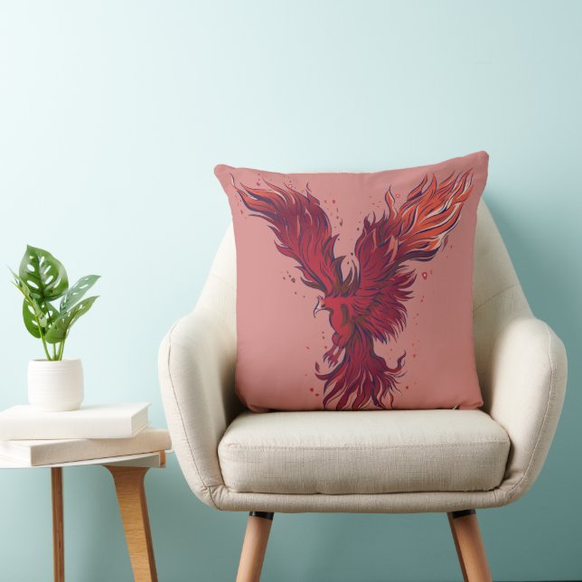 Coussin Graphique de l'oiseau phénix rouge volant (Chaise)
