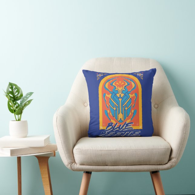Coussin Graphique de Talavera de scarabée bleu (Chaise)