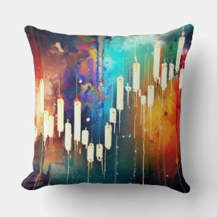 Coussin Graphique en chandeliers coloré peinture abstraite