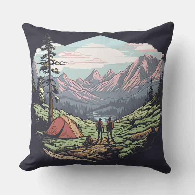 Coussin Graphique extérieur unique, rétrographique/vintage (Recto)