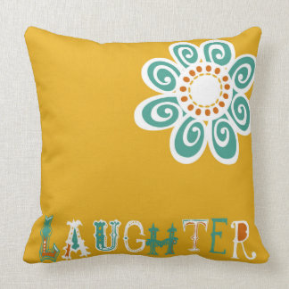 Coussin graphique jaune de rire de fleur