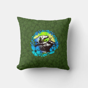 Coussin graphique rétro des années 60 avec surfeur