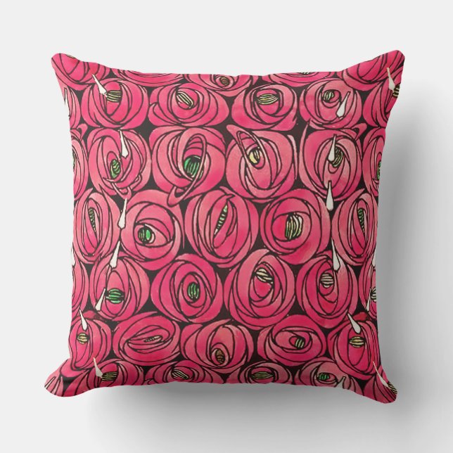Coussin Graphique rose Art Nouveau Rennie Macintosh (Recto)
