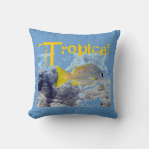 Coussin graphique Tropical Jaune de poisson bleu