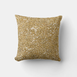 Coussin Graphisme à texture de paillettes jaune doré faux