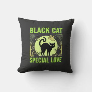 Coussin Graphisme d'amour spécial chat noir Halloween