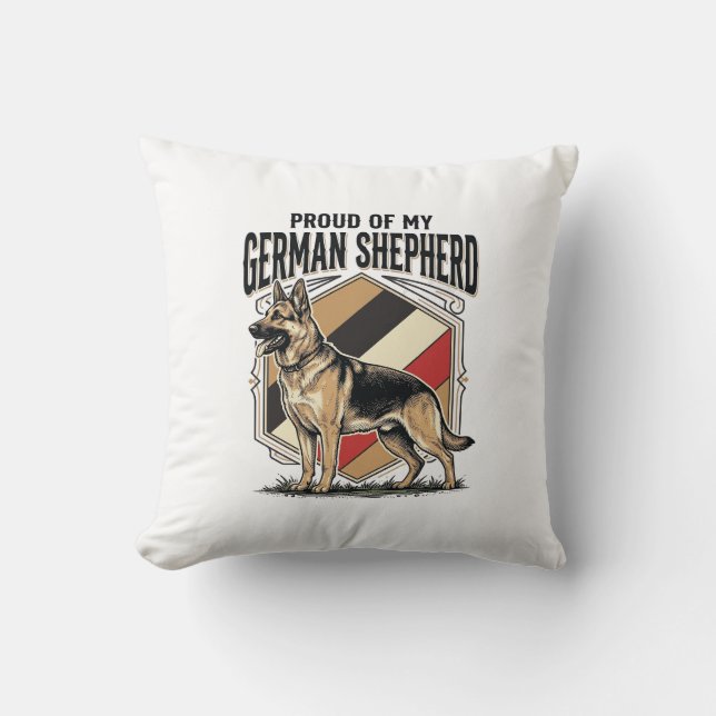 Coussin Graphisme de Berger Allemand Gravure Vintage Amour (Recto)