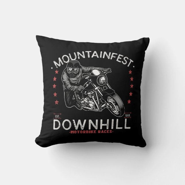 Coussin Graphisme de la course de moto en descente Mountai (Recto)