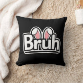 Coussin Graphisme de mème aux oreilles de lapin Bruh Migno (Couverture)