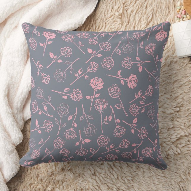 Coussin Graphisme de motif transparent de rose rose (Couverture)