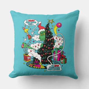 Coussin Graphisme de Noël coloré de Grinch