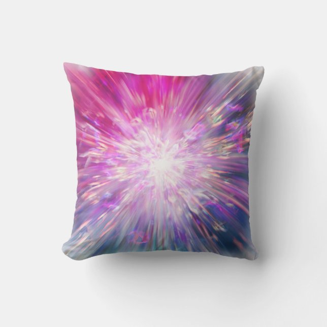 Coussin Graphisme énergique abstrait néon rose et bleu (Recto)