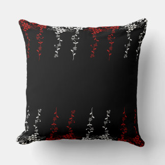 Coussin Graphisme Floral Blanc Rouge