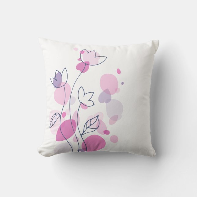 Coussin Graphisme moderne fleur pétale blanc marine rose c (Recto)