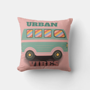 Coussin Graphisme Rétro Fourgonnette Vibes Urbains