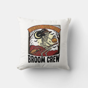 Coussin Graphisme sorcière squelette vintage balais Hallow
