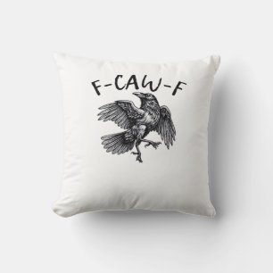 Coussin Graphisme vintage de corbeau drôle F Caw F