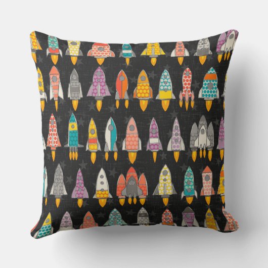 Coussin graphite de roquettes rétro (Verso)