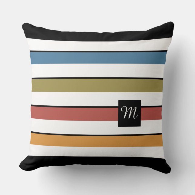 Coussin Gras bandes Monogramme Automne (Recto)