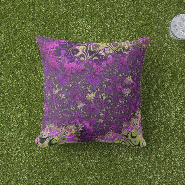 Coussin Gras Colorful Trippy Super Funky Fractal Art (Herbe)