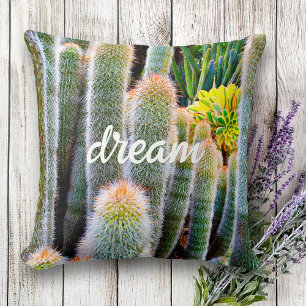 Coussin Gras Design Vert Fuzzy Cactus Photo Dream Script