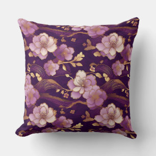 Coussin Gras et Coloré Asiatique Floral Vin