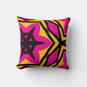 Coussin Gras Moderne noir rose jaune