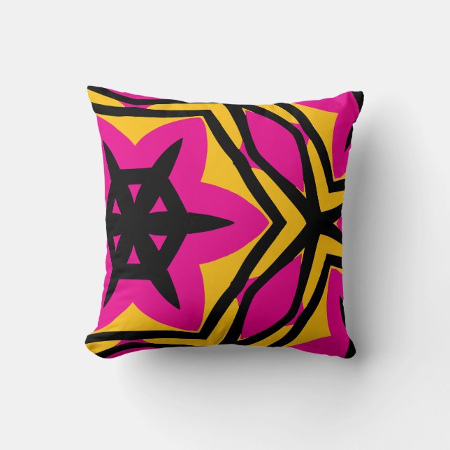 Coussin Gras Moderne noir rose jaune (Recto)