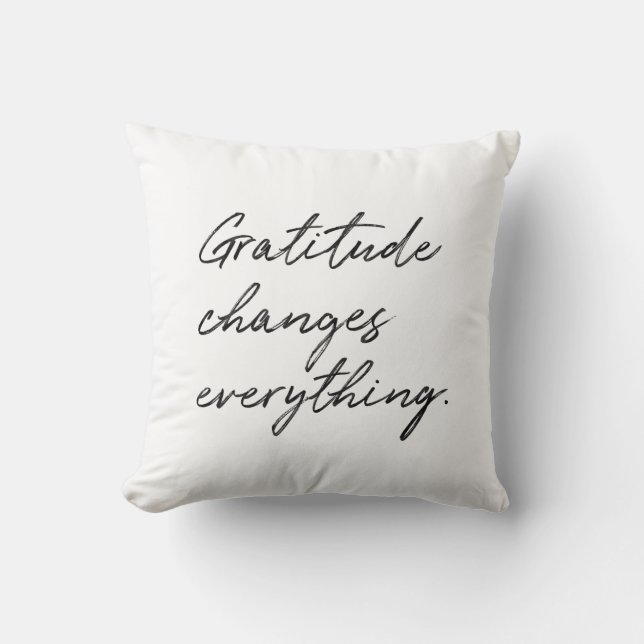 Coussin Gratitude Change tout Typographie (Recto)